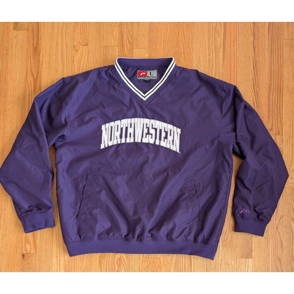 Vintage Northwestern Wildcats Jacket Pullover Mens Large Pro Player Windbreaker